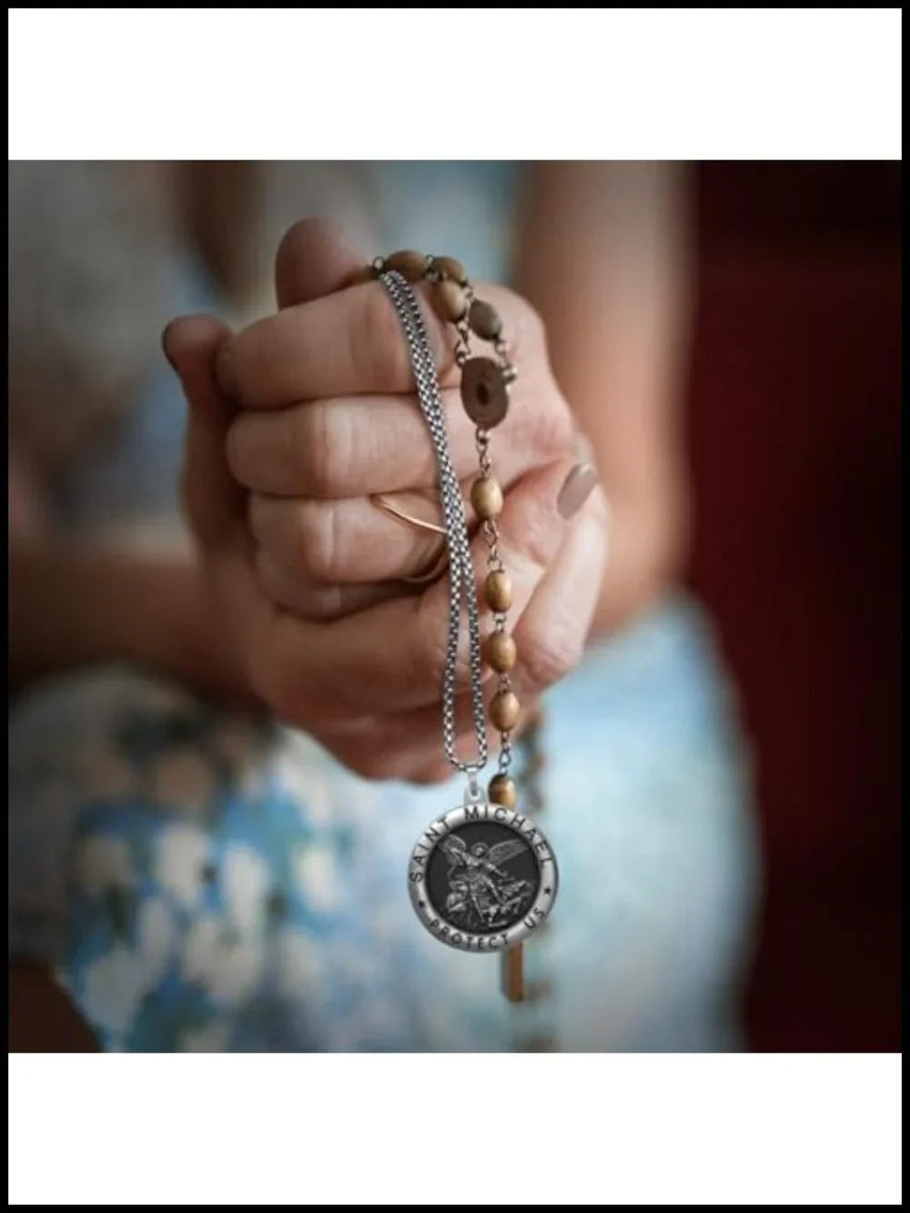 St Michael Medal Necklace Stainless Steel Chain Religious Pendant Gift